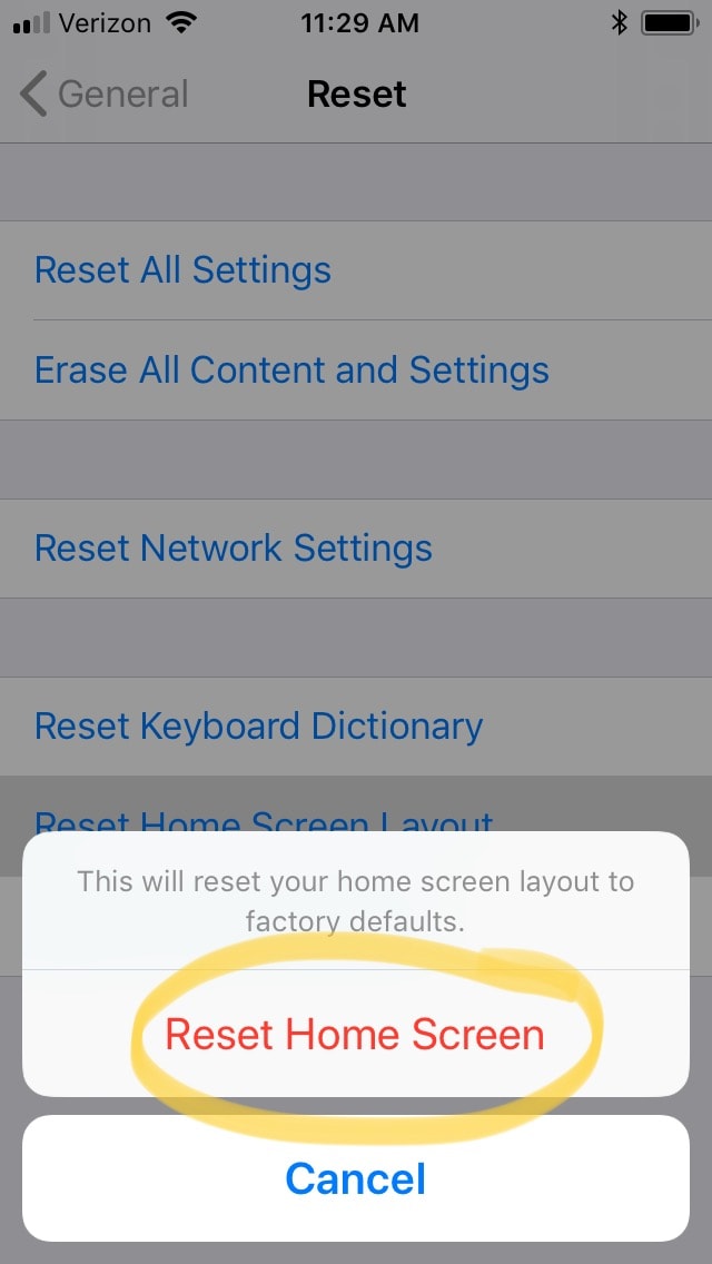 reset iphone settings