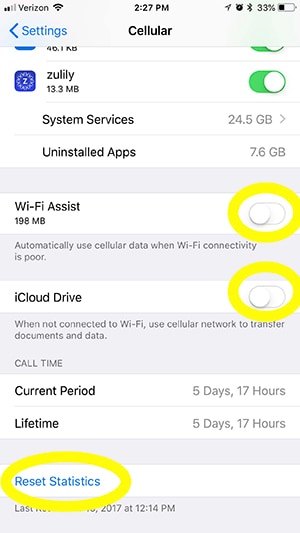 reset iphone data