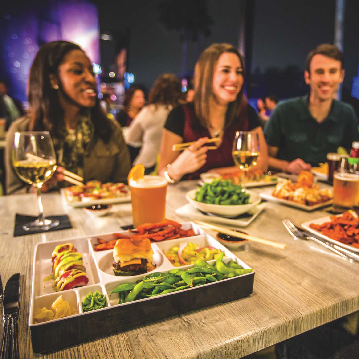 group of friends eating a meal together