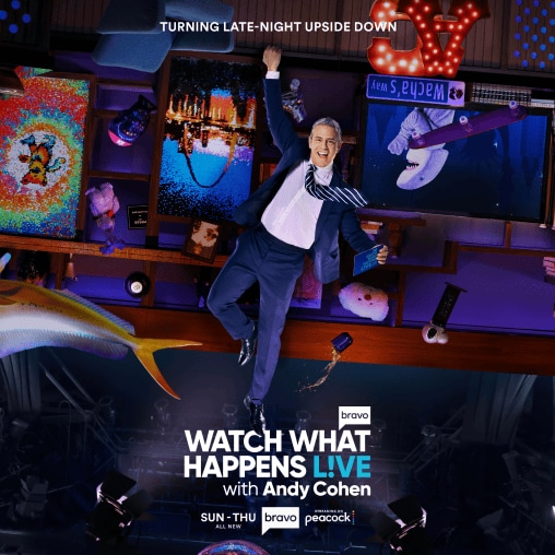 Watch what happens live with andy cohen Sunday through thursday on bravo and peacock Turning late night upside down